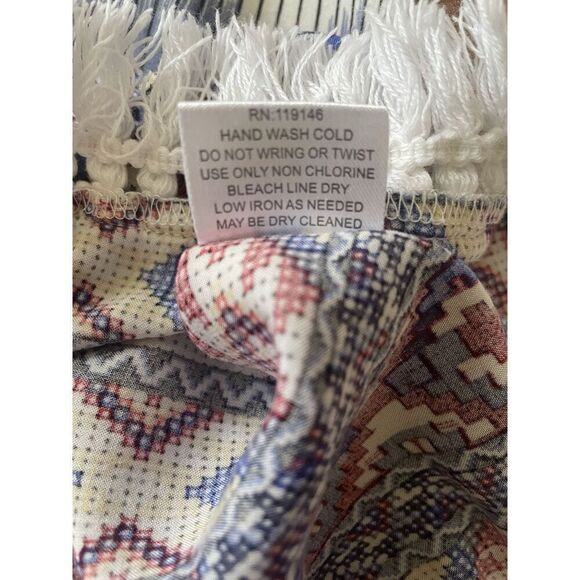 JODIFL Women’ Medium Blouse Boho Tassels Blue/ White Hippy Loose Fringe Bohemian - Picture 9 of 11